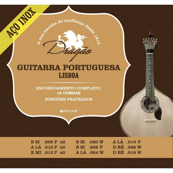 Dragão SET CORDAS Guitarra Portuguesa Lisboa Aço Inox
