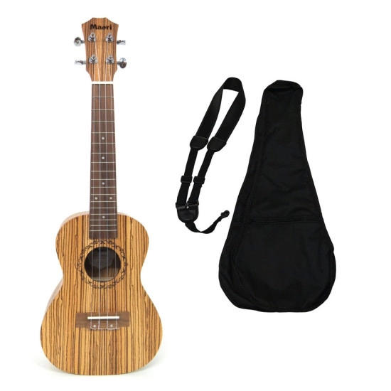 Maori UKULELE Concerto Koa Zebra WK 2C Pack