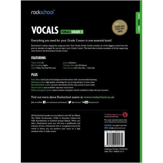 Rockschool LIVRO Vocals Female Grade 3 2014