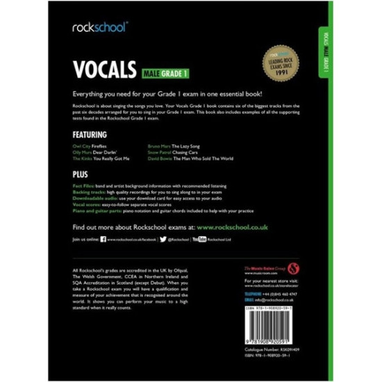 Rockschool LIVRO Vocals Male Grade 1 2014