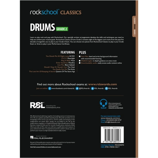 Rockschool LIVRO Classics Drum Grade 2 2018+