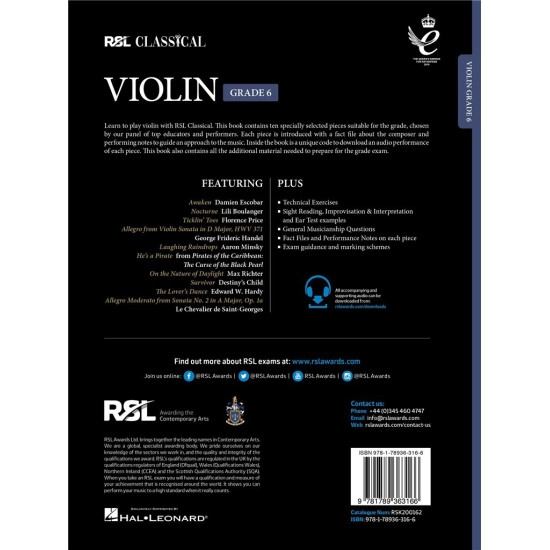 RSL LIVRO Classical Violin Grade 6 2021