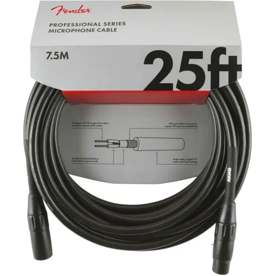 Fender CABO MICROFONE Professional Series 7,5m XLR/XLR Black