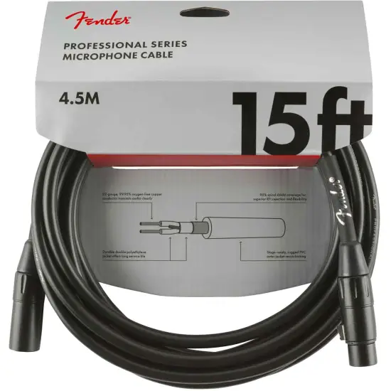 Fender CABO MICROFONE Professional Series 4,5m XLR/XLR Black