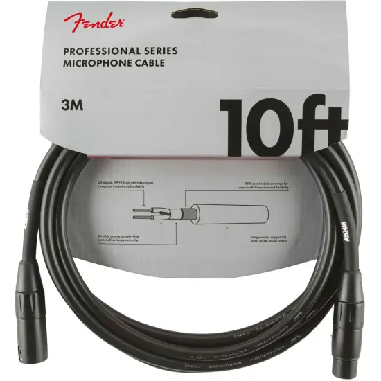 Fender CABO MICROFONE Professional Series 3m XLR/XLR Black