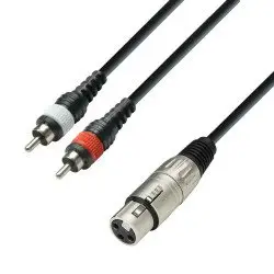 Adam Hall CABO AUDIO 3m 2x RCA Macho / XLR Fêmea 3 STAR YFCC 0300