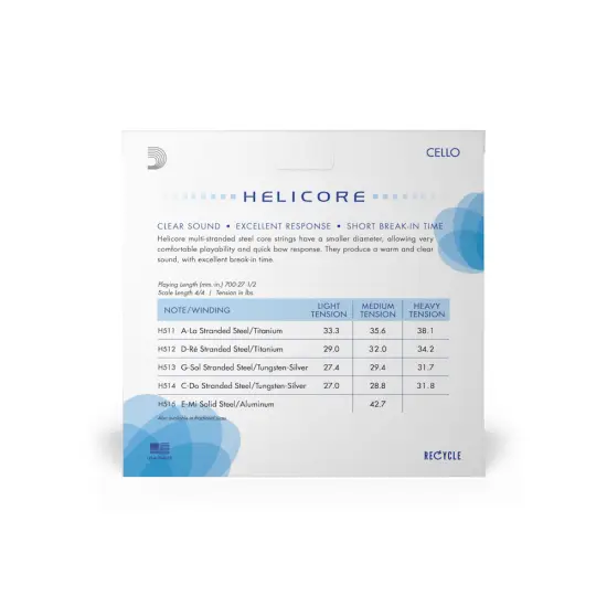Daddario SET CORDAS VIOLONCELO 4/4 Helicore H510 Medium Tension