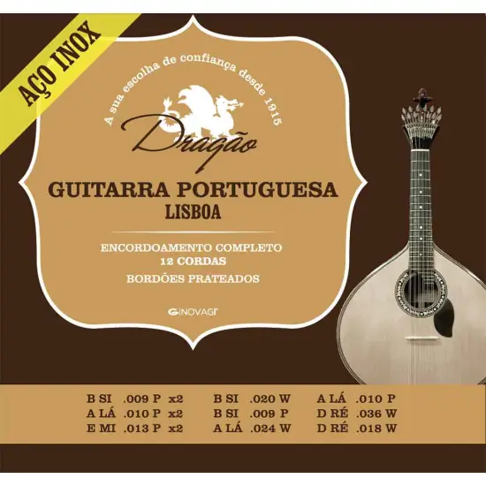 Dragão SET CORDAS Guitarra Portuguesa Lisboa Aço Inox