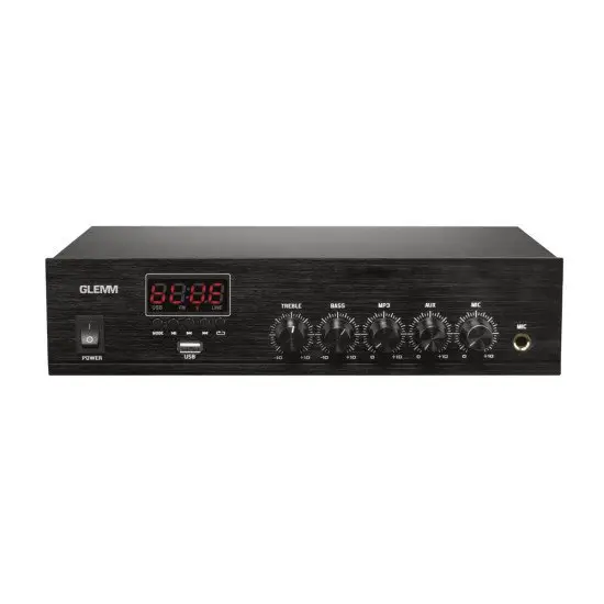 GLEMM AMPLIFICADOR AUDIO KM PAA130 100V 130W FM/USB/MP3/BT
