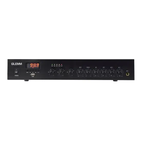 GLEMM Amplificador Audio 100V 480W FM/USB/MP3 – 3 Zonas