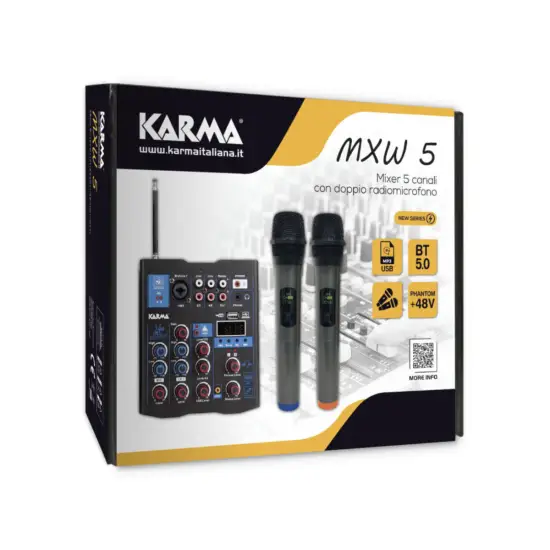 KARMA MESA MISTURA 5 CANAIS C/ 2 MICROFONES S/ FIOS