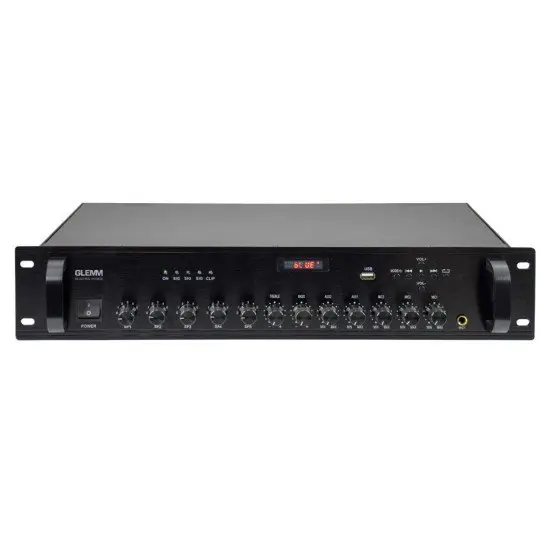 GLEMM AMPLIFICADOR LINHA/AUDIO 100V 1000W FM/USB/MP3 – 5 Zonas