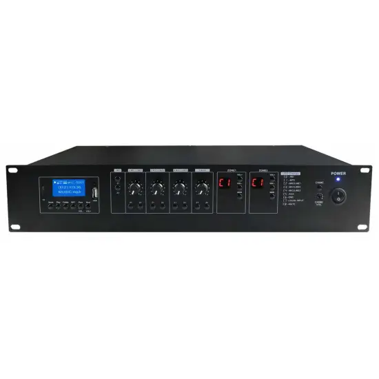 KARMA AMPLIFICADOR LINHA PAA2480 100V 960W FM/USB/MP3 – 2 Zonas