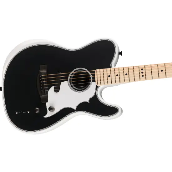 Fender Jack White Triplesonic Acoustasonic Telecaster MN Satin Artic White w/ Black Top