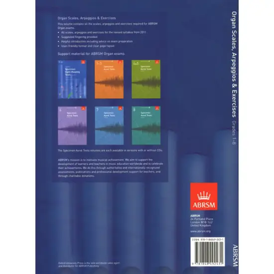 ABRSM LIVRO Scales, Arpeggios and Exercises for Organ: 2011 Grades 1 8