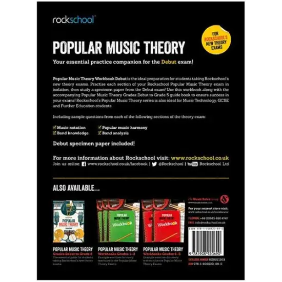 Rockschool LIVRO Popular Music Theory Workbook (Debut)