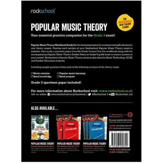 Rockschool LIVRO Popular Music Theory Workbook (Grade 3)