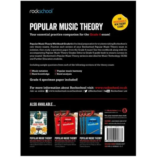 Rockschool LIVRO Popular Music Theory Workbook (Grade 4)