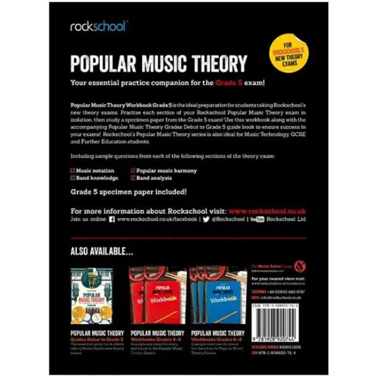 Rockschool LIVRO Popular Music Theory Workbook (Grade 5)