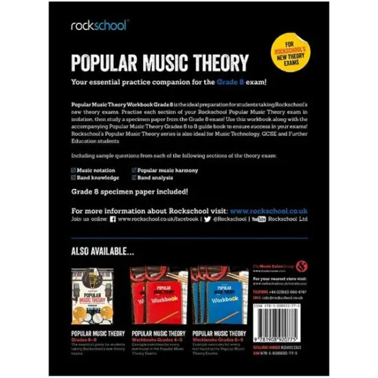 Rockschool LIVRO Popular Music Theory Workbook (Grade 8)