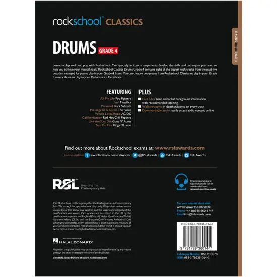 Rockschool LIVRO Classics Drum Grade 4 2018+