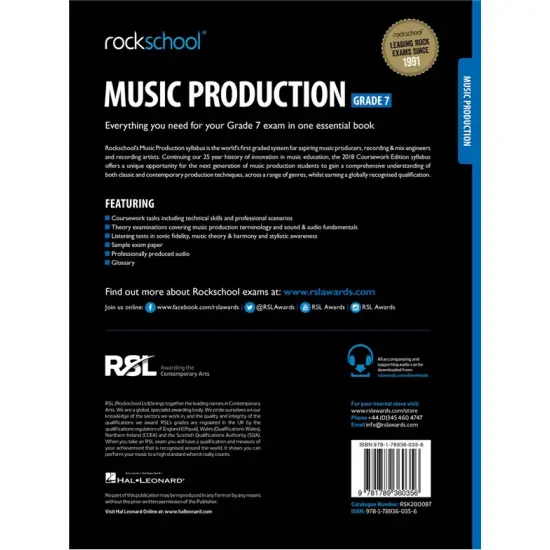 Rockschool LIVRO Music Production Grade 7 2018