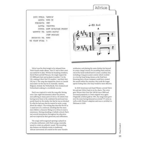 Rockschool LIVRO Piano Grade 6 2019