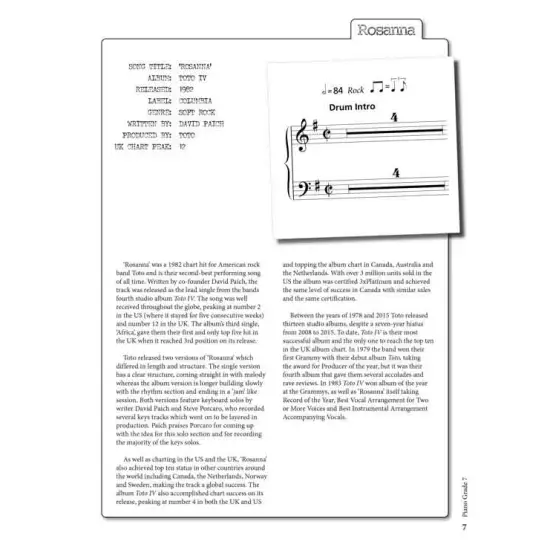 Rockschool LIVRO Piano Grade 7 2019