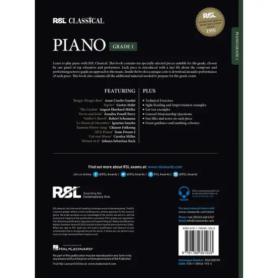 RSL LIVRO Piano Classical Grade 1 2021