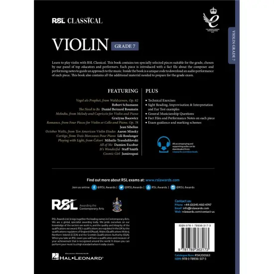 RSL LIVRO Classical Violin Grade 7 2021